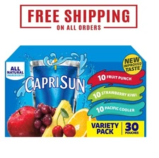 Capri Sun Fruit Punch, Strawberry Kiwi & Pacific Cooler Juice 30 ct Box, 6 fl oz