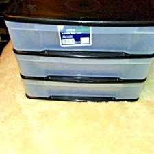 IRIS USA Plastic Stacking Desk Top 3-Drawer Storage Organizer