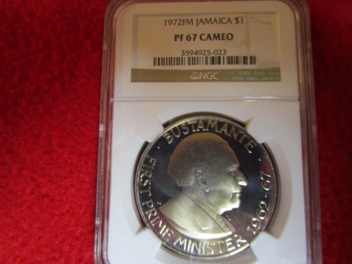 1972FM Jamaica $1 (Bustamante) - NGC PF67 Cameo - 17,000 minted - 38 MM