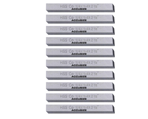 1/4'' X 1/4'' X 2-1/2'' H.S.S. 5% Cobalt Lathe Tool Bit, 10 Pc Set - Picture 10 of 12