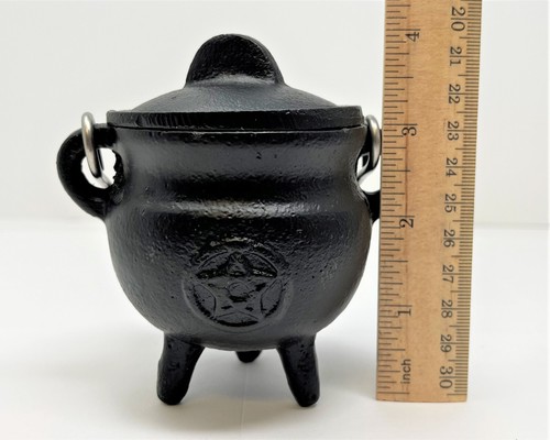 Pentagram Cast Iron Cauldron With Lid & Carry Handle (Pentacle Witch Cauldron) - 第 3/10 張圖片