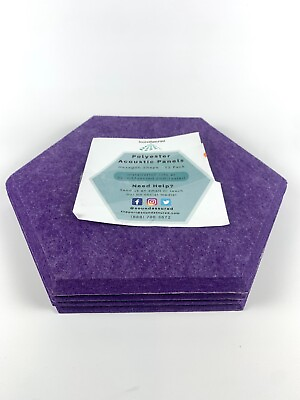 #ad Acoustic Panels 4 Pack Hexagon Room Treatment Sound Proofing Tiles Purple 12quot; $11.04