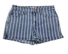 SO Denim Jean Shortie Shorts Womens Juniors Stretch Pockets Blue Striped 9/29 W