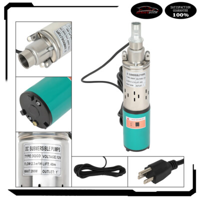 Solar Submersible Water Pump Stainless Steel Deep Well Green Max Head 40m 12v