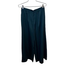 Vintage High Waisted Womens Green Wide Leg Pants Zipper  Hook Closure 28" Harem