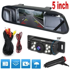 5.0" Backup Camera Mirror Car Rear View Reverse Night Vision Parking System Kit