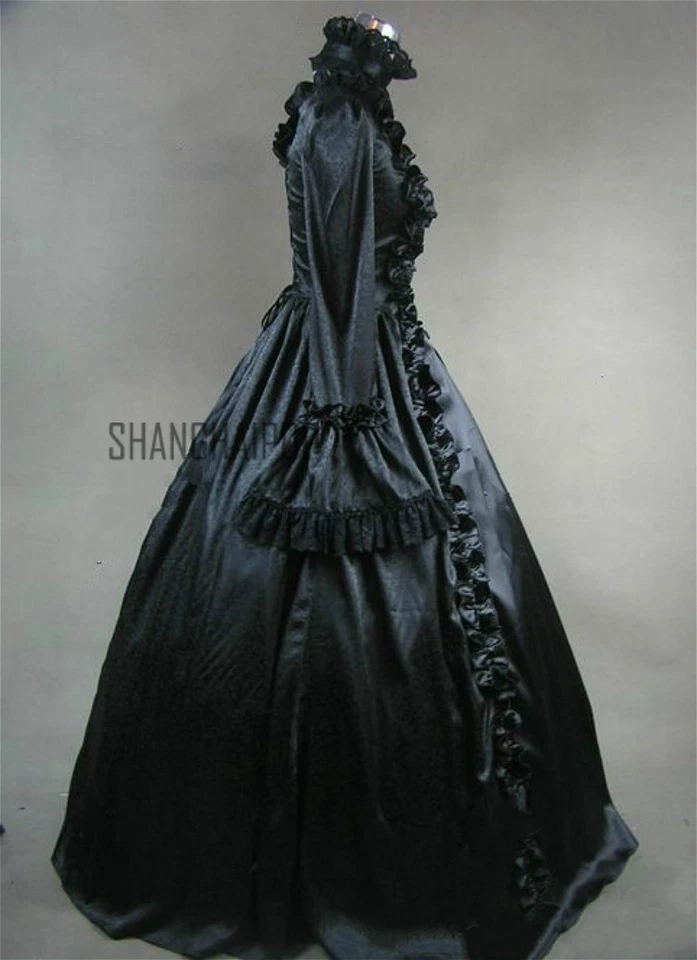 Damen Lolita Viktorianisch Gothic Kleid Rüschen Steampunk Abend Retro Kostüm Neu - Bild 3 von 4