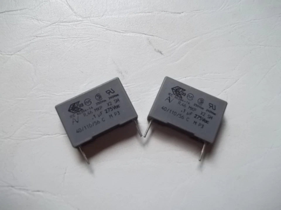 MARKENLOS 2 Stk. KONDENSATOR 275V R.46 MKP X2 SH .1 µF 40/110/56 C