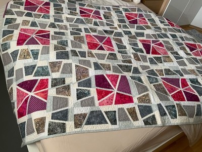 Patchworkdecke, handarbeit und handgequiltet, 155 cm x 207 cm