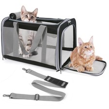 TIYOLAT Pet Carrier for Large Cats of 20 Lbs, Collapsible One Size, Black