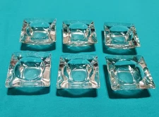Vintage Crystal Open Salt Dip Cellars Set Of 6 Geometric Square