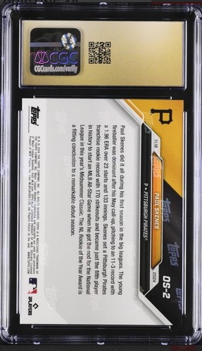 2024 Topps Now Paul Skenes (RC) Rookie Of The Year (CGC 10)Pristine Black Label - Picture 2 of 2