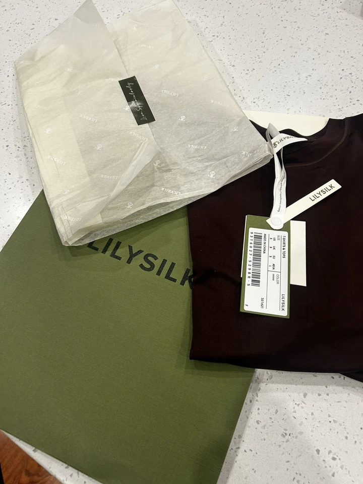 Camisa para mujer LilySilk ajustada camiseta jersey 100 % seda morera talla pequeña Foto 2 de 4