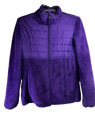Faded Glory Woman's Purple Quilted Fleece Jacket - Size: Small - Color: Purple
