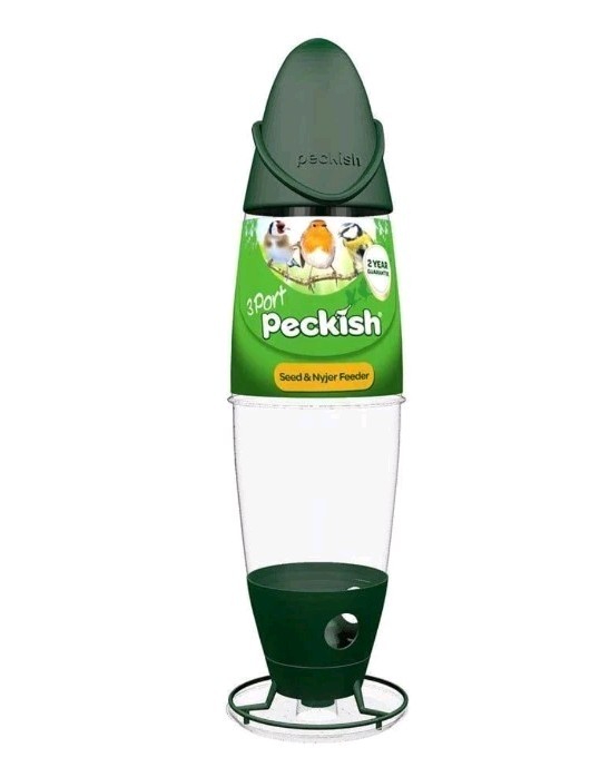 Peckish Wild Bird 3 Port Seed & Nyger Feeder - No mess tray - New