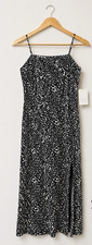 A New Day Womens XS Black White Leopard Print Midi Dress Side Slit NWT 40