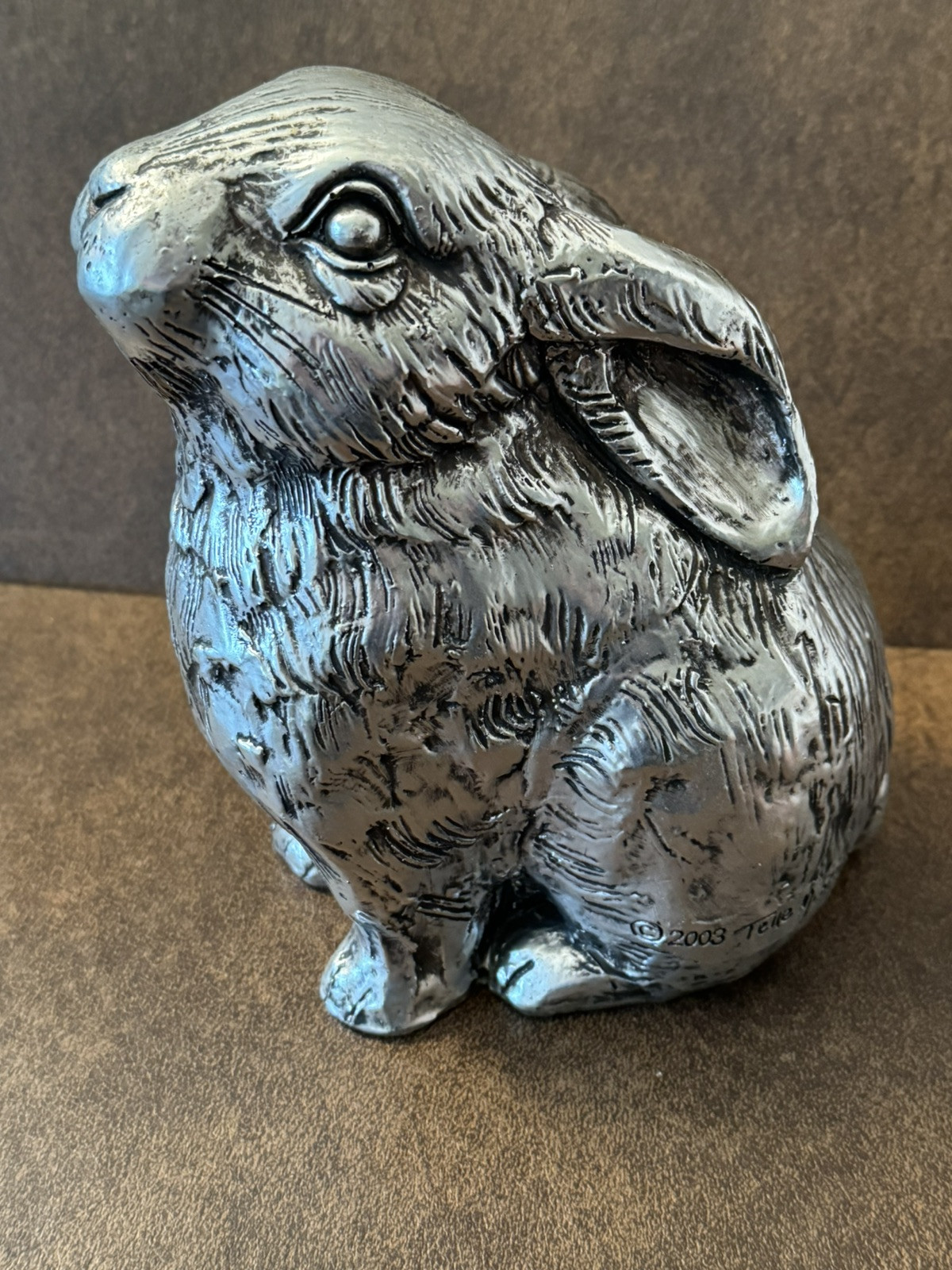 Vintage Signed Silver Telle M. Stein 2003 Stone Bunny “Dot” Rabbit Statue