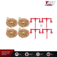 4 Set 3/8"-1/2" Ratchet Load Binder Chain and Bundle Kit 9215lbs 10FT G80 Chains