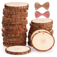 Unfinished Wood Slices with Hole, Drilled Wooden Circle for Crafts