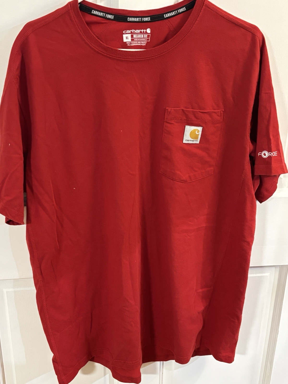 Carhartt Force Tee T Shirt Men’s Size XL Red Relaxed Fit Pocket  Midweight