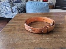 Justin Mens Size 44 Leather Western Tooled Diamond Concho Belt Made USA