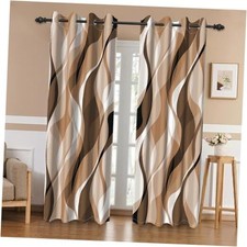 Blackout Curtains, Abstract Ombre Grey and 53"W x 63"L Pack of 2 Brown
