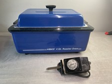Vtg Blue NESCO 4 Quart Electric Roaster Oven Roasting Cooker w/Insert & Rack