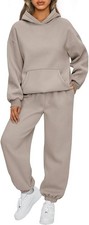 Women's baggy Sweatsuit, Black Medium Hoodie  Jogger Set Coffee/Grey