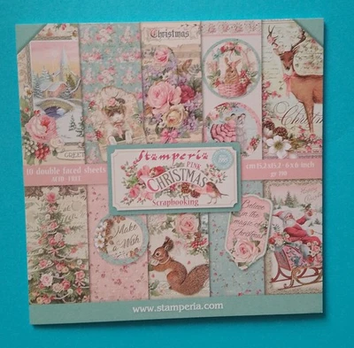 PINK CHRISTMAS SBBXS07 6" x 6" PAPER PAD 10 Double faced sheet STAMPERIA