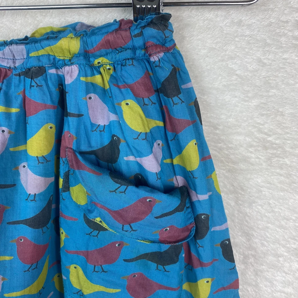 迷你紧身花卉蓝色鸽子鸟印花口袋裙衬里女孩尺寸 7-8 — 第 3/4 张图片