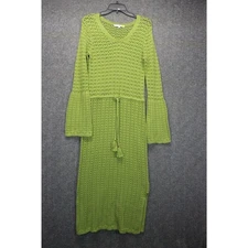 C&C CALIFORNIA Crohet Midi Dress Green Medium Drawstring  Swim Coverup