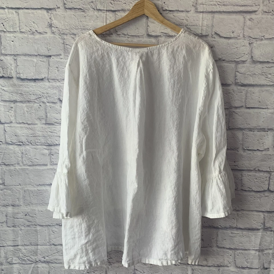 Túnica Bryn Walker Fran Top Feminina 3X Branca 100% Linho Lagenlook Minimalista - Imagem 2 de 4