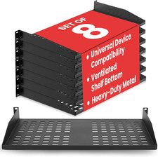 19-Inch 1U Server Rack Shelf - 8 Pcs. Vented Metal Shelves for Optimal Airflow,