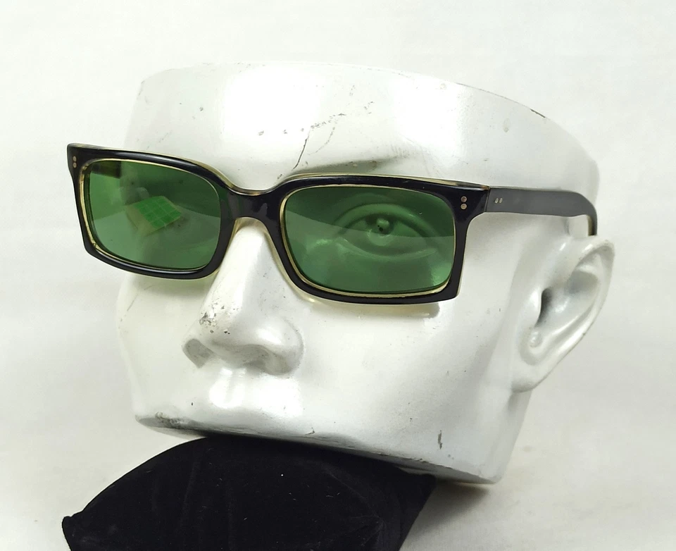 Уникальные винтажные квадратные солнцезащитные очки 1950-е Италия Рим очень редкие классические черные - Изображение 2 из 4