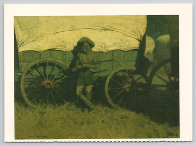 Frederic Remington The Sentinel Night Wagon Guard Postcard
