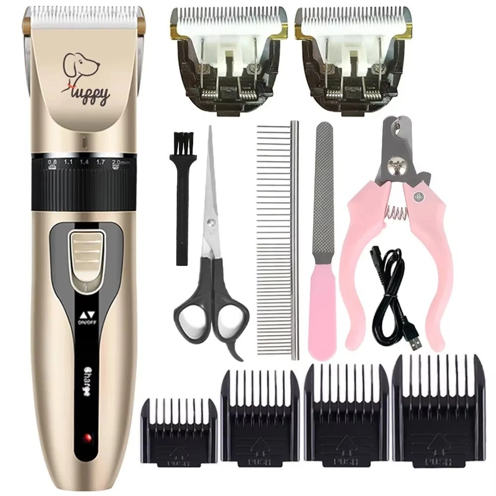 Pet Dog Cat Grooming Kit Rechargeable Cordless Electric Hair Clipper Trimmer Set