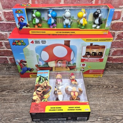 Jakks Pacific Super Mario Donkey Kong Yoshi Figures & Toad House Playset Lot