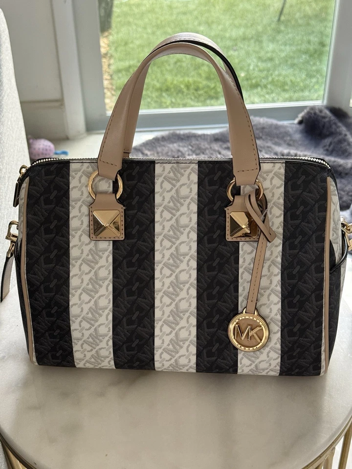 Cartera Michael Kors Grayson Mediana de Lona Signature Marrón Multi $298 Nueva con Etiquetas Foto 2 de 4