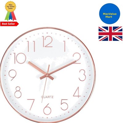 Digitale 12 Zoll Roségold Wanduhr - modernes leises Design für Büros