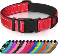 Reflective Dog Collar,Soft Neoprene Padded Breathable Nylon Pet Collar Adjustabl