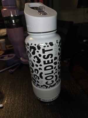 Coldest 32oz Leopard Print Tumbler With Handle & Straw Lid | White