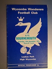Wycombe Wanderers v AFC Bournemouth 14th December 1974 FA Cup