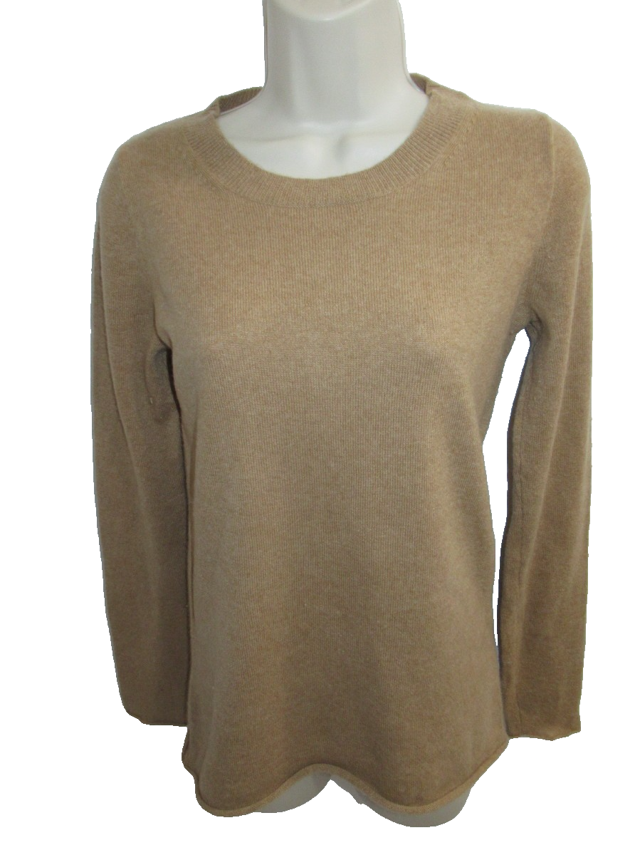J Crew 100% Cashmere Camel Crew neck Sweater Size XS