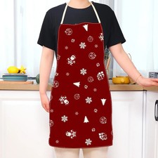 Festive Christmas Santa Snowflake Apron, Red Plaid Holiday Kitchen Cooking