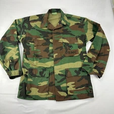 Vintage USMC Woodland Camo Military Field Jacket Coat Green Cotton Men's XL