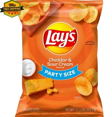 Lay s Party Size Potato Chips, 12.5 oz Bag   Cheddar Cheese & Sour Cream Flavor