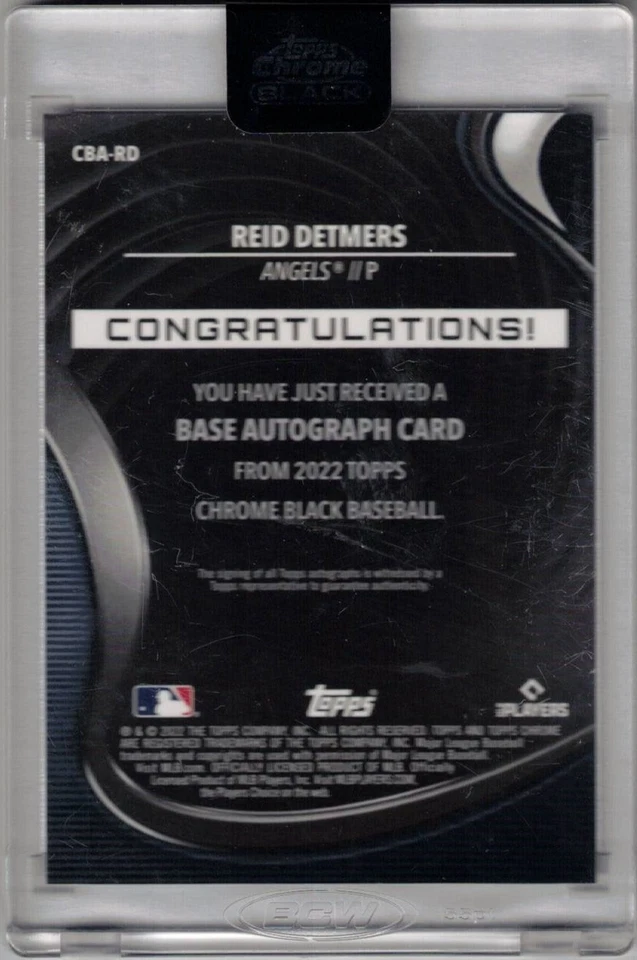 2022 TOPPS CHROME BLACK #CBA-RD REID DETMERS RC AUTO ORANGE REF. /25 ENCASED - Image 2 of 2