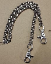 CHROME HEARTS WALLET CHAIN 925 Silver Double Clasp Cross Links 20 Inch