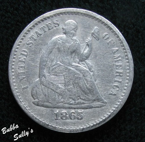1865-S Seated Liberty Half Dime — photo from the most recent tracked eBay sale