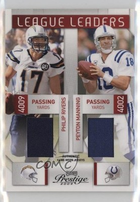 2009 Playoff Prestige League Leaders Materials Peyton Manning Philip Rivers e0h
